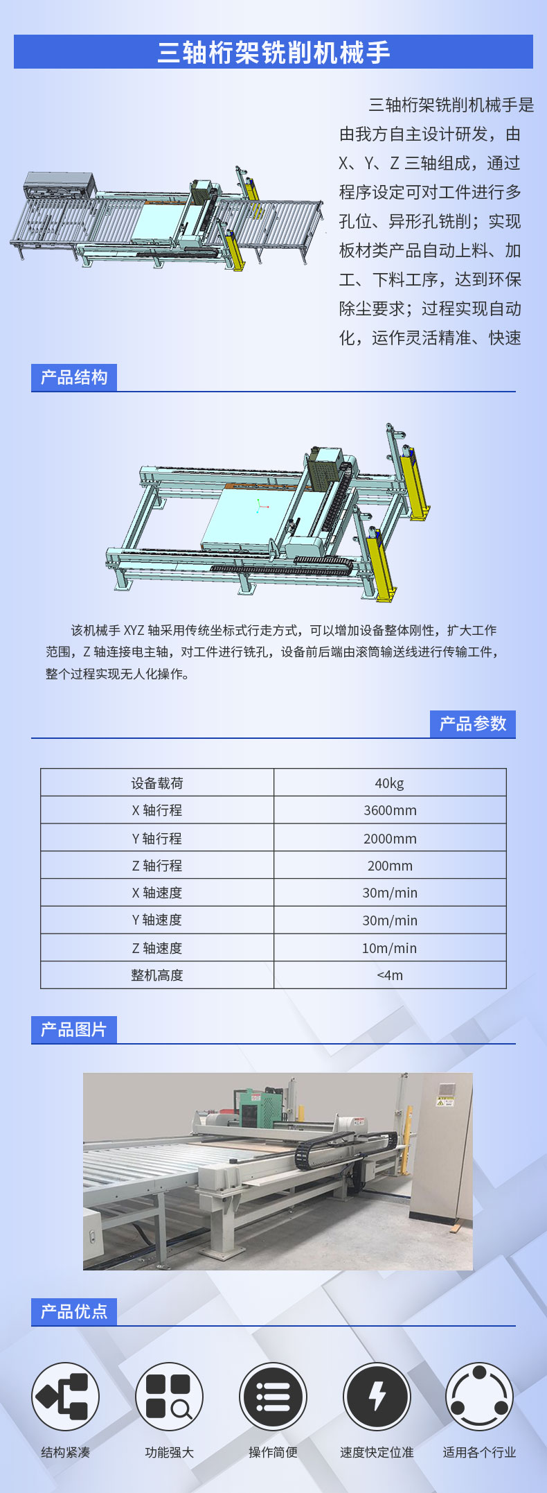 三轴桁架铣削机械手